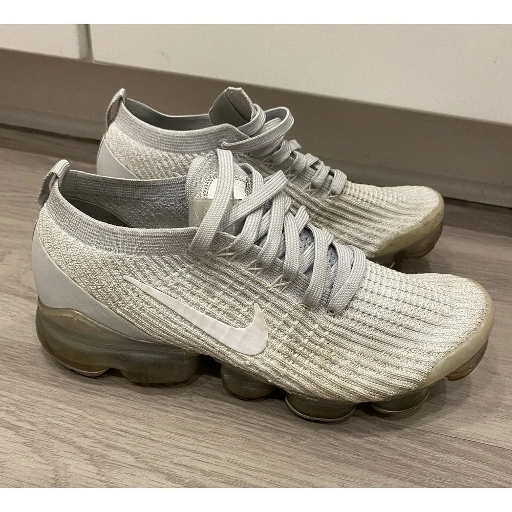 Size 8.5‎ - Nike Air VaporMax Flyknit 3 Pure Platinum Preowned No Box EUC